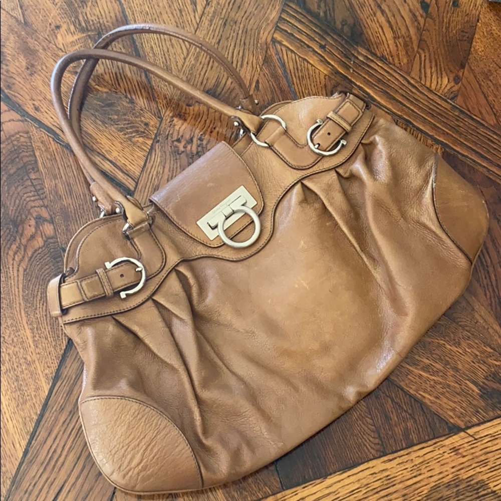 Salvatore Ferragamo Brown Leather Handbag